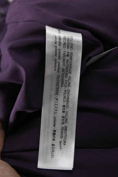 Zara Womens Puffer Quilted Jacket Purple High Neck Drawstring Size M
