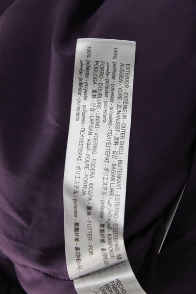 Zara Womens Puffer Quilted Jacket Purple High Neck Drawstring Size M