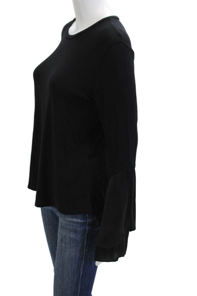 Generation Love Women Basic Black Polyester Round Neck Long Sleeve Top Size S