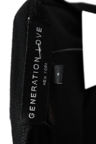 Generation Love Women Basic Black Polyester Round Neck Long Sleeve Top Size S