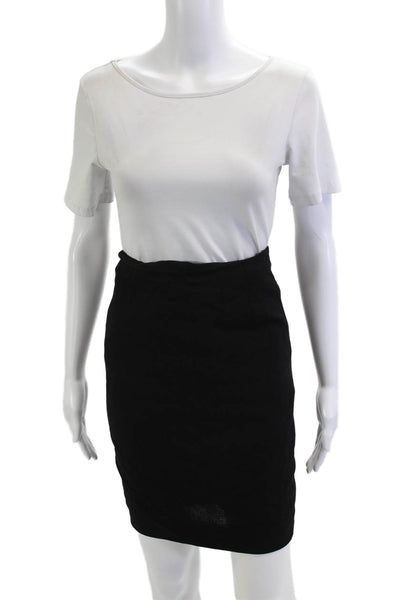 Donna Karan Women Pencil Wool Skirt Black Short Solid Size S