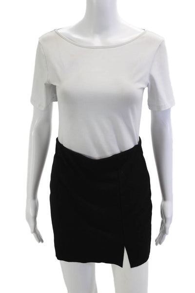 MNG Women Mini Straight Pencil Skirt Black Viscose Rayon Solid Size S