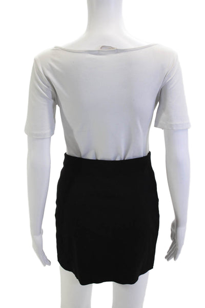 MNG Women Mini Straight Pencil Skirt Black Viscose Rayon Solid Size S