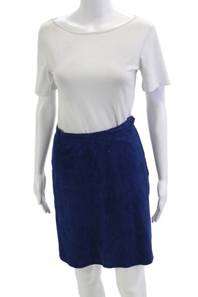 Saint Laurent Womens A-Line Skirt Blue Viscose Rayon Short Size 36