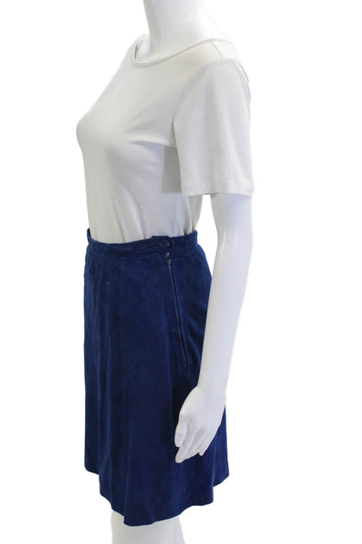 Saint Laurent Womens A-Line Skirt Blue Viscose Rayon Short Size 36
