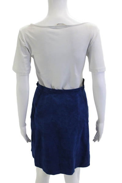 Saint Laurent Womens A-Line Skirt Blue Viscose Rayon Short Size 36