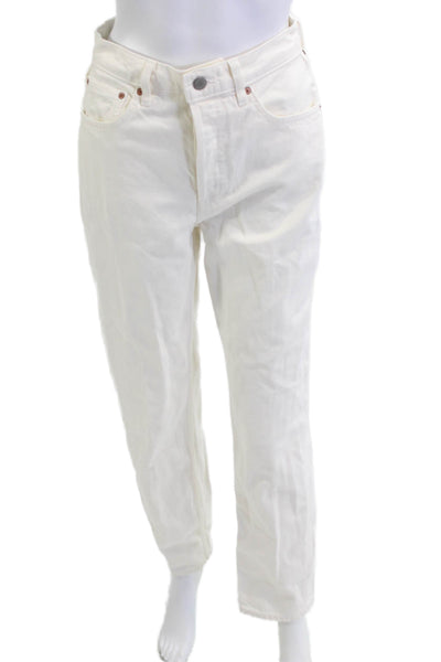 Denim Forum Womens White Mid Rise Organic Cotton Pants Size 25