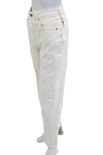 Denim Forum Womens White Mid Rise Organic Cotton Pants Size 25