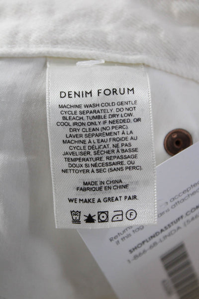 Denim Forum Womens White Mid Rise Organic Cotton Pants Size 25