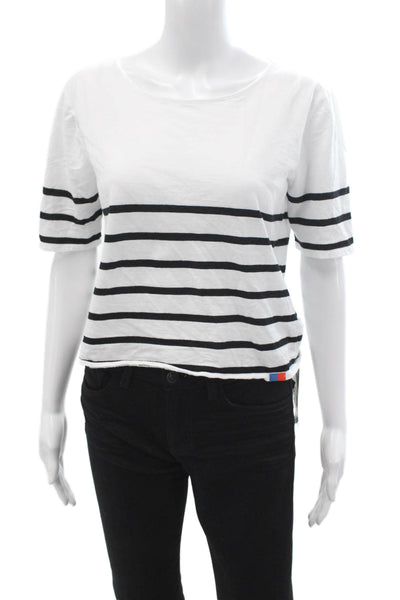 Kule Women Cropped Striped Cotton Round Neck Short Sleeve T-Shirt Size M