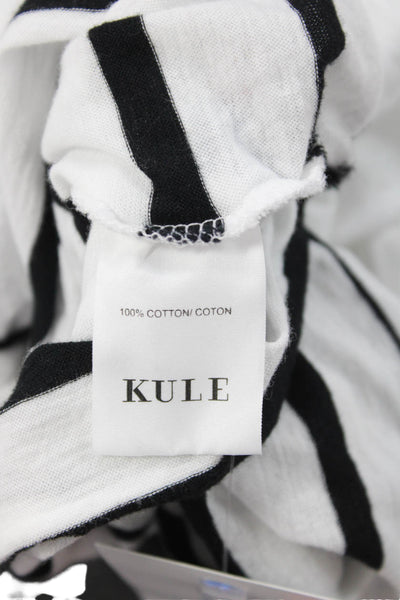 Kule Women Cropped Striped Cotton Round Neck Short Sleeve T-Shirt Size M