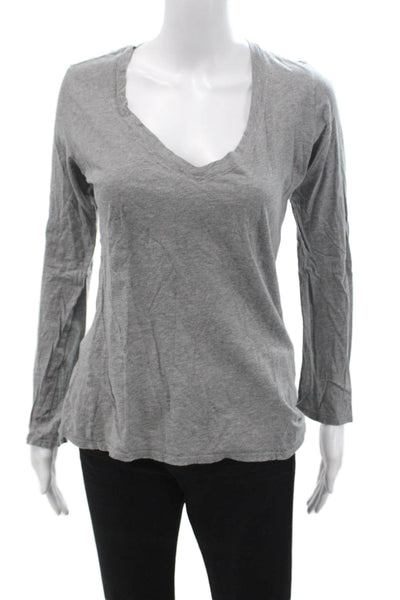 RLX Ralph Lauren Womens Gray V-Neck Jersey Tee Long Sleeve Pima Cotton Size M