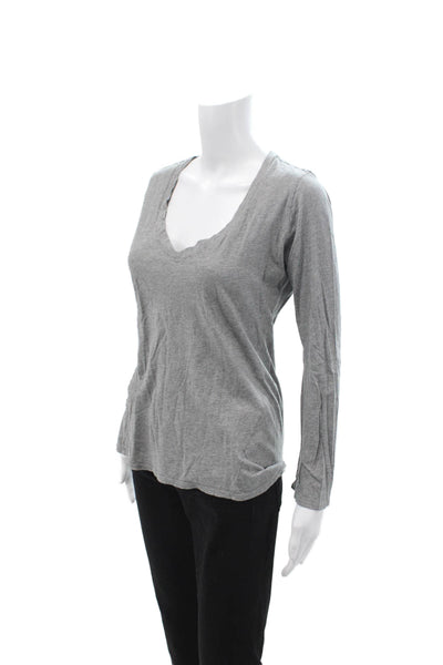 RLX Ralph Lauren Womens Gray V-Neck Jersey Tee Long Sleeve Pima Cotton Size M