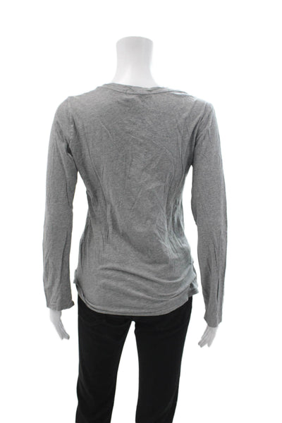 RLX Ralph Lauren Womens Gray V-Neck Jersey Tee Long Sleeve Pima Cotton Size M