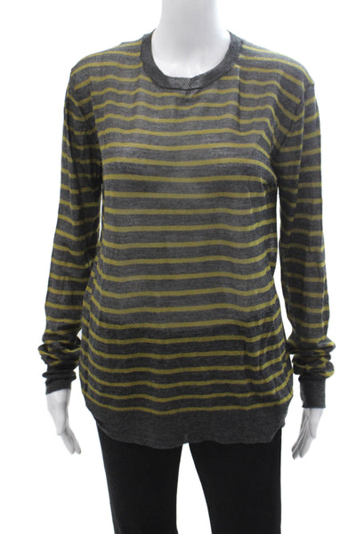 T Alexander Wang Womens Striped Crew Neck Long Sleeve Wool Blend Top Size L