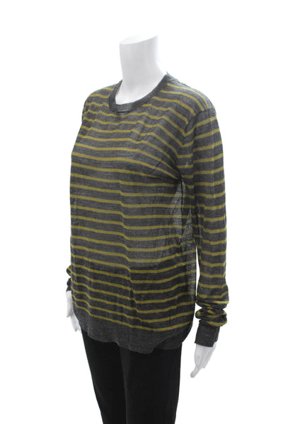 T Alexander Wang Womens Striped Crew Neck Long Sleeve Wool Blend Top Size L