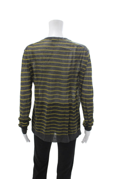 T Alexander Wang Womens Striped Crew Neck Long Sleeve Wool Blend Top Size L
