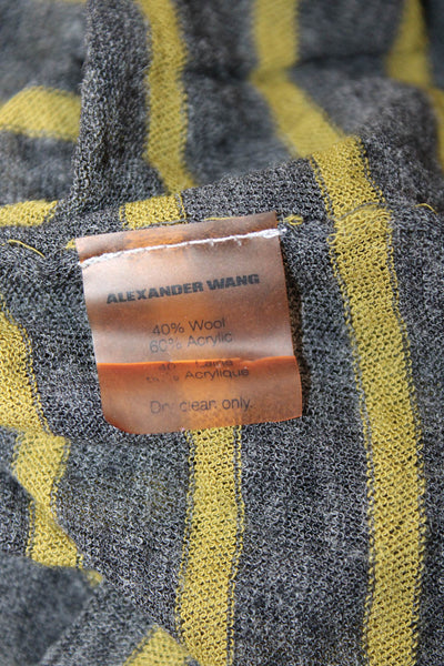 T Alexander Wang Womens Striped Crew Neck Long Sleeve Wool Blend Top Size L
