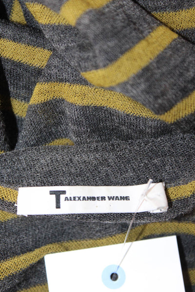 T Alexander Wang Womens Striped Crew Neck Long Sleeve Wool Blend Top Size L