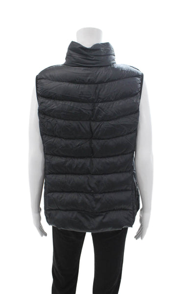 Uniqlo Women Sleeveless Quilted Puffer Jacket Black Nylon Zip High Neck Size L
