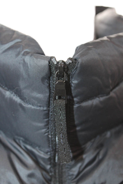 Uniqlo Women Sleeveless Quilted Puffer Jacket Black Nylon Zip High Neck Size L