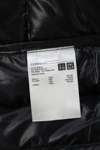 Uniqlo Women Sleeveless Quilted Puffer Jacket Black Nylon Zip High Neck Size L