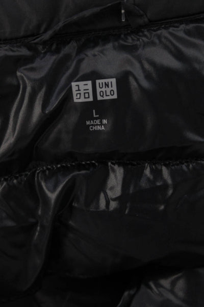 Uniqlo Women Sleeveless Quilted Puffer Jacket Black Nylon Zip High Neck Size L