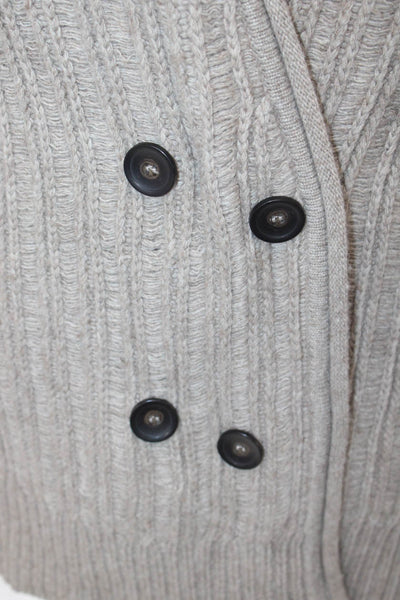 J Crew Unisex Beige Striped V-Neck Cardigan Button Closure Size L