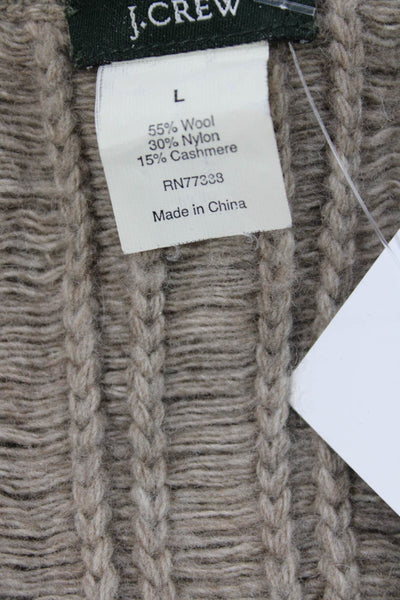 J Crew Unisex Beige Striped V-Neck Cardigan Button Closure Size L