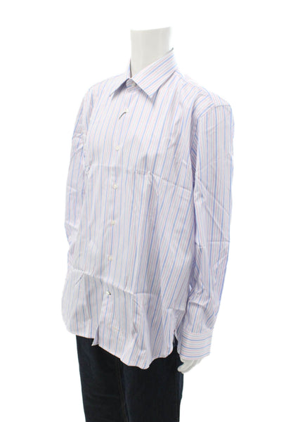 Giorgio Valentini Mens Point Collar Striped Cotton Dress Shirt Size XL
