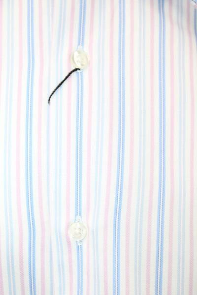 Giorgio Valentini Mens Point Collar Striped Cotton Dress Shirt Size XL