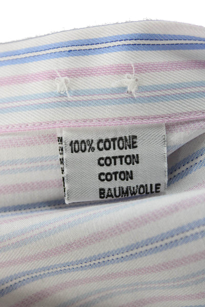 Giorgio Valentini Mens Point Collar Striped Cotton Dress Shirt Size XL