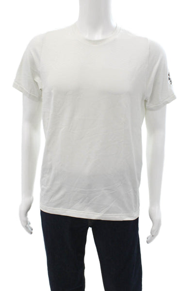 Adidas Mens White Crew Neck T-Shirt Sports Polyester Nylon Size M