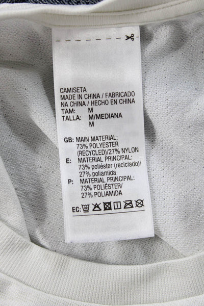 Adidas Mens White Crew Neck T-Shirt Sports Polyester Nylon Size M