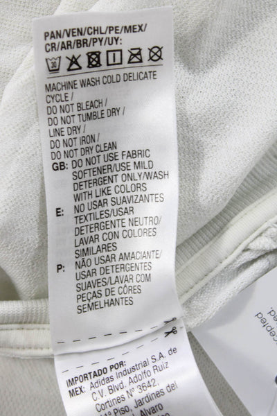Adidas Mens White Crew Neck T-Shirt Sports Polyester Nylon Size M