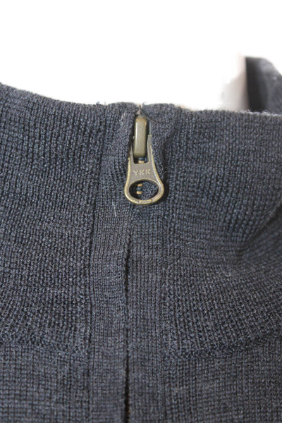 J Crew Mens Dark Gray Merino Wool Mock Neck Pullover Zip Size M