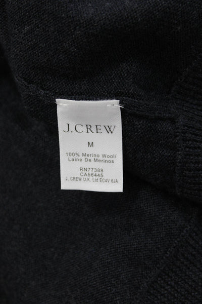 J Crew Mens Dark Gray Merino Wool Mock Neck Pullover Zip Size M