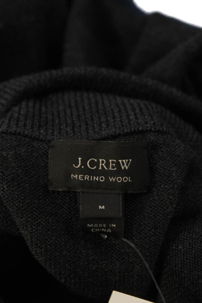 J Crew Mens Dark Gray Merino Wool Mock Neck Pullover Zip Size M