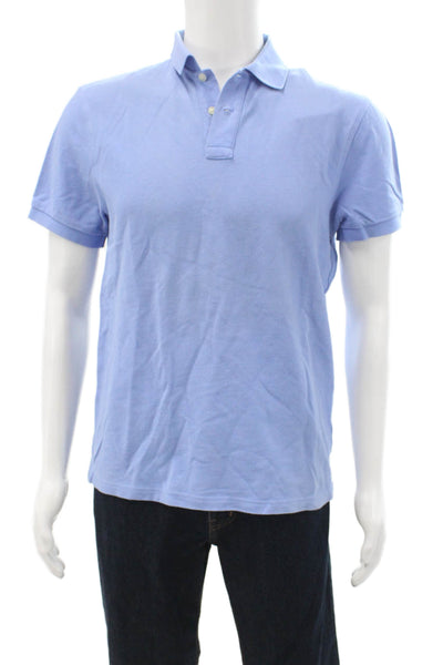 J Crew Mens Classic Light Blue Collared Short Sleeve Cotton Polo Size M