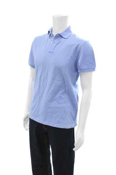 J Crew Mens Classic Light Blue Collared Short Sleeve Cotton Polo Size M