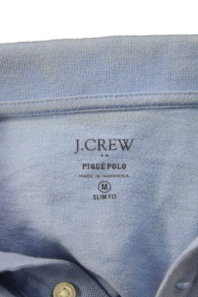 J Crew Mens Classic Light Blue Collared Short Sleeve Cotton Polo Size M