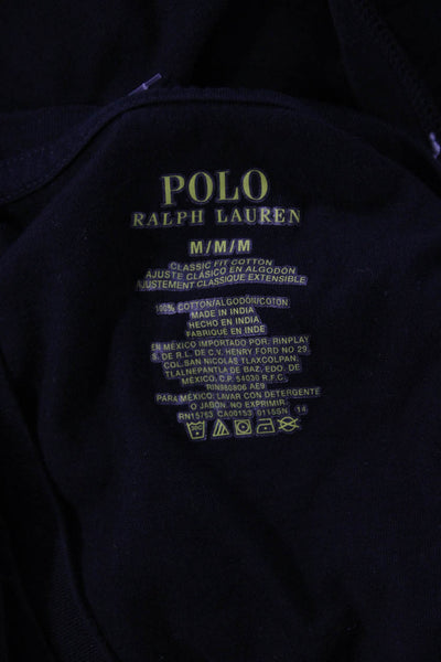 Polo Ralph Lauren Mens Black V-Neck Cotton T-Shirt Short Sleeve Designer Size M