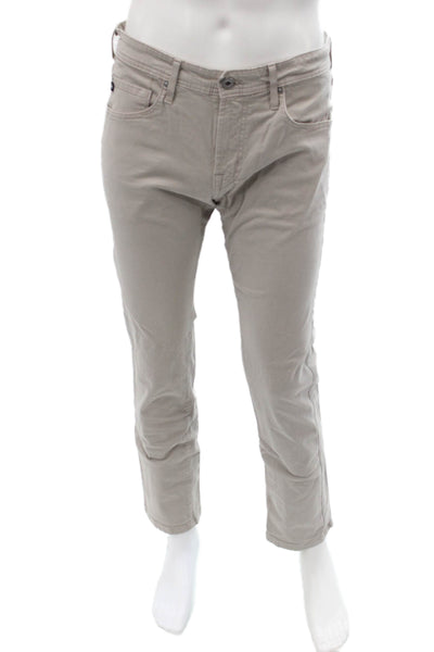 AG Adriano Goldschmied Mens Chino Khaki Pants Beige Button Closure Size 30