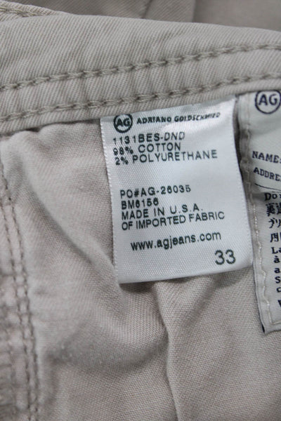 AG Adriano Goldschmied Mens Chino Khaki Pants Beige Button Closure Size 30