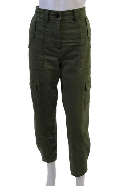Derek Lam 10 Crosby Women Cropped Cargo Ankle Pants Green Cotton Blend Size 30