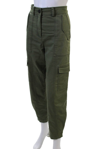 Derek Lam 10 Crosby Women Cropped Cargo Ankle Pants Green Cotton Blend Size 30