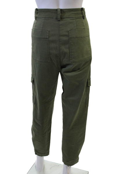 Derek Lam 10 Crosby Women Cropped Cargo Ankle Pants Green Cotton Blend Size 30