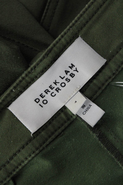 Derek Lam 10 Crosby Women Cropped Cargo Ankle Pants Green Cotton Blend Size 30