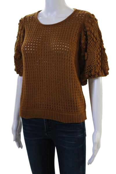 Stella Pardo Unisex Brown Cotton Bohemian Pullover Roundneck ShortSleeve Size M