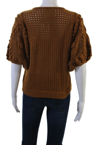 Stella Pardo Unisex Brown Cotton Bohemian Pullover Roundneck ShortSleeve Size M
